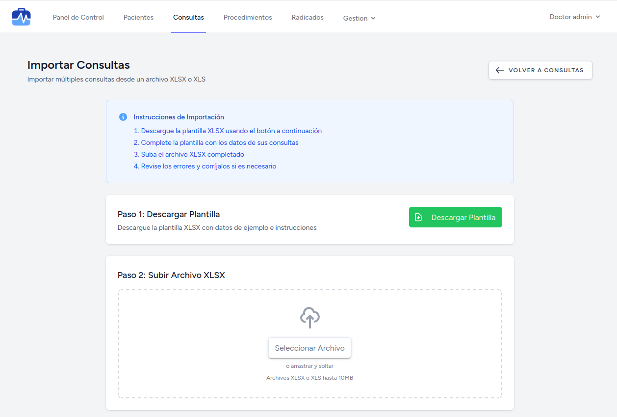 Interfaz de Importación