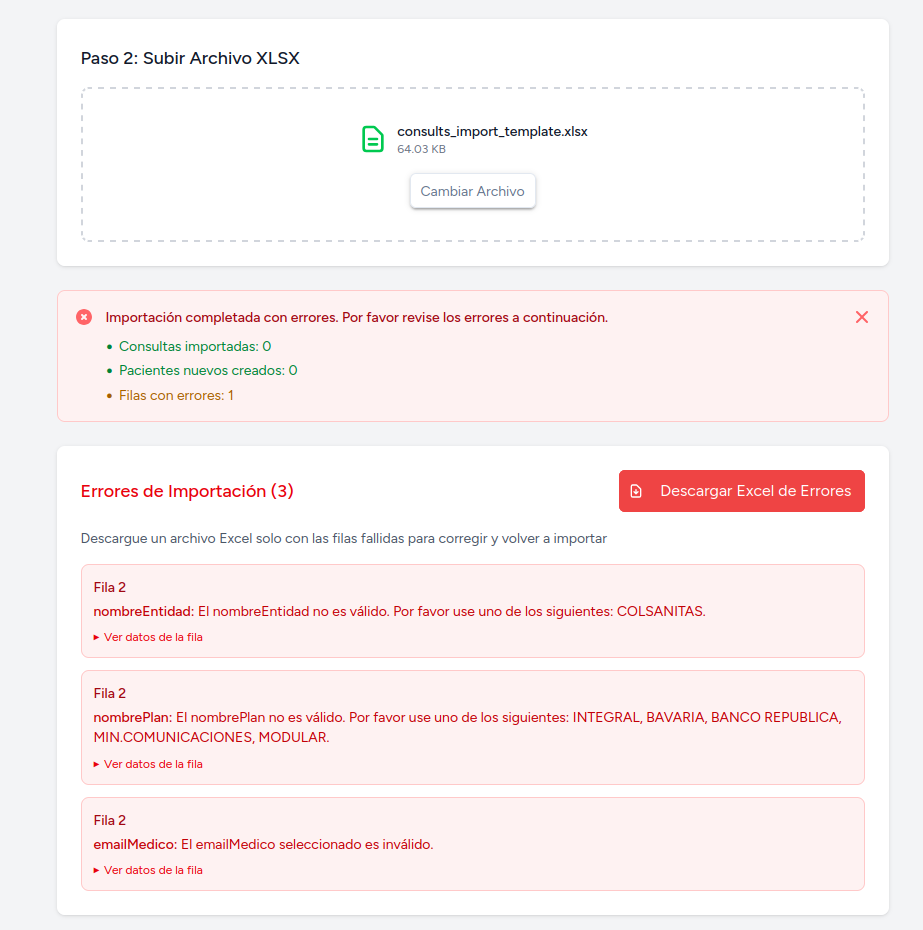 Manejo de Errores de Importación